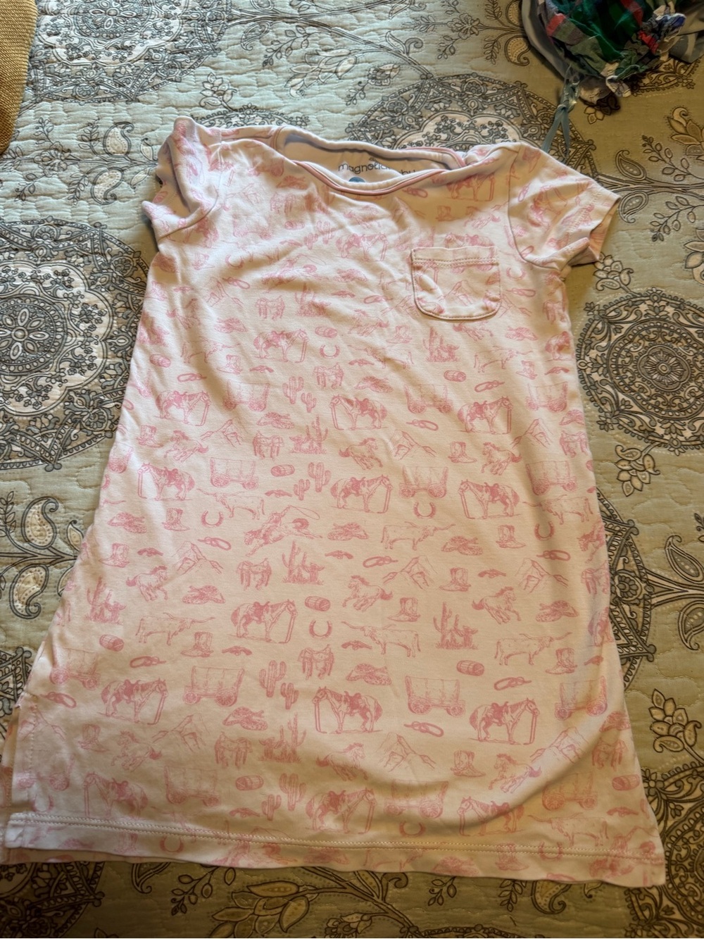 Girls' Pink Printed Short Sleeve Dress - (Brand)